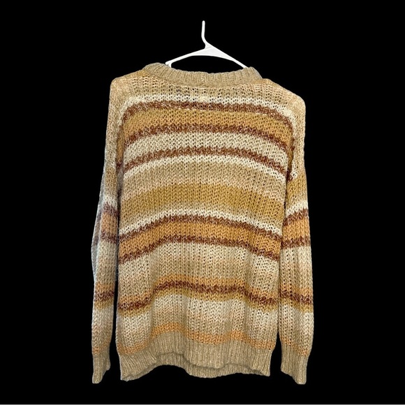 American Eagle Knit Sweater Brown and Caramel Striped size Extra Small - Picture 2 of 6